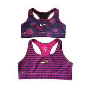 NIKE Lot of 2 Racerback  Sports Bras in Pink / Purple Striped Size Small